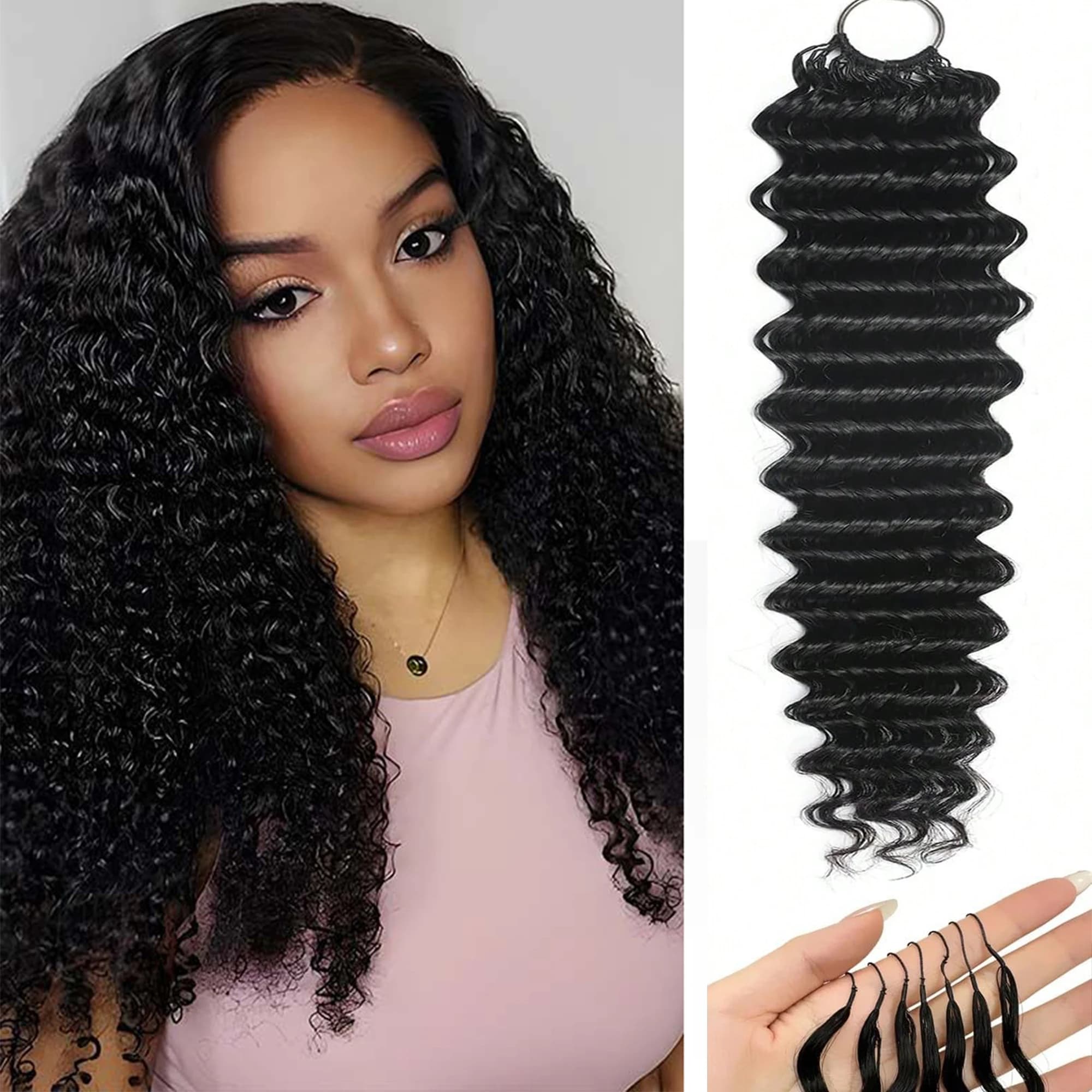 Invisible Feather Crochet Miracle Knots Crochet Hair Protein Deep Wave Pre Separated Braiding Extensions Easy Install Natural