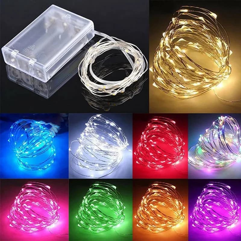 1 Pack Fairy Light String Led Copper Wire String Light 1/2/3/5/10M Battery Powered For Wedding Decoration of the Party in Bedroom Garden