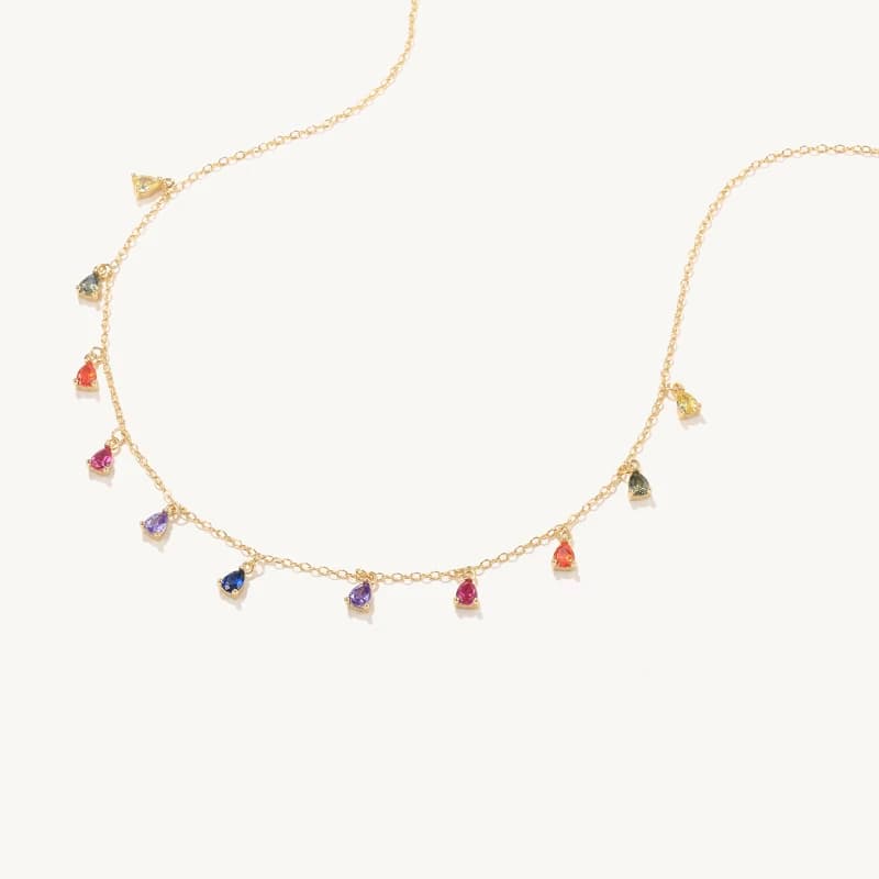 Aide Collana girocollo in pietra di cristallo colorato bohémien in argento sterling 925 per collari di gioielli fatti a mano con ciondolo a catena in oro da donna