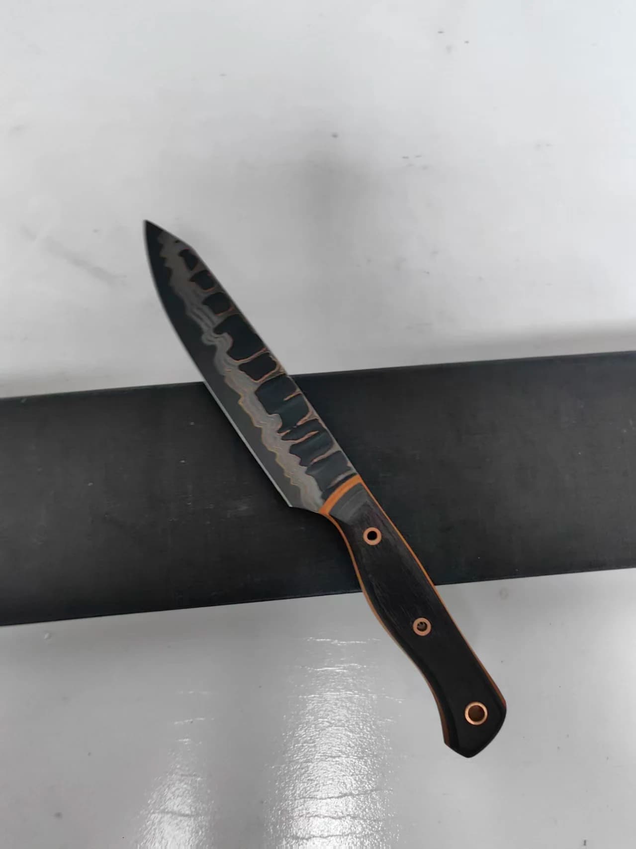 5.2 Inch Utility Knife Tricolour Copper Damasus Steel Blade Barbecue Cleaver Paring Handmade Forged Kitchen Knives Wood Handle