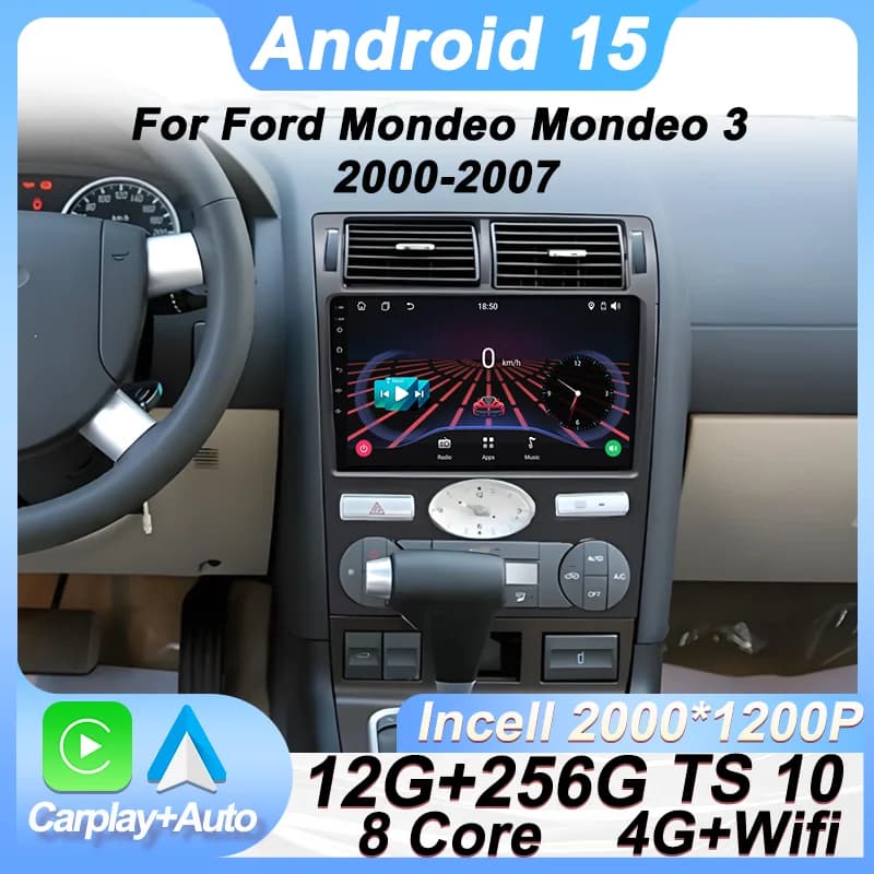 Android 15 Autoradio Carplay Stereo Per Ford Mondeo Mondeo 3 2000-2007 Bluetooth Automotive Multimedia di Navigazione GPS 8 Core RDS