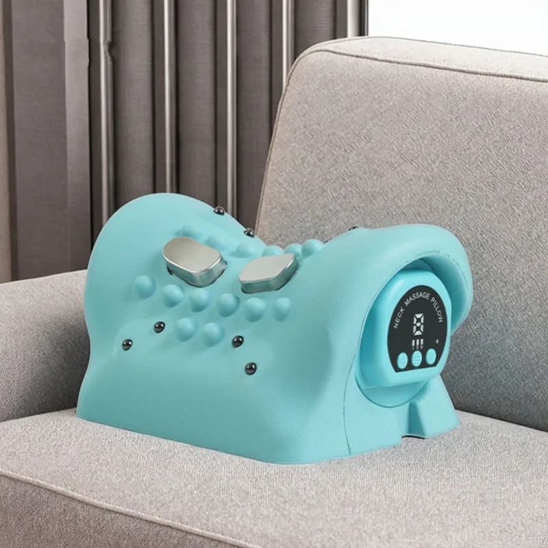 Cuscino Elettrico Riscaldato per Trazione Cervicale con Impulsi EMS, Sei Livelli di Calore, Massaggiatore per Collo e Spalle