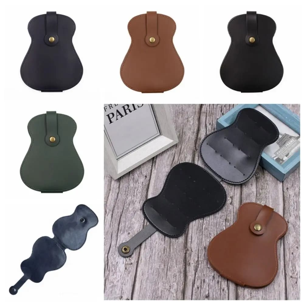 PU Leather Guitar Picks Holder Case Can Hold 18 Pieces High Capacity Picks Storage Pouch Box Case Only Colorful