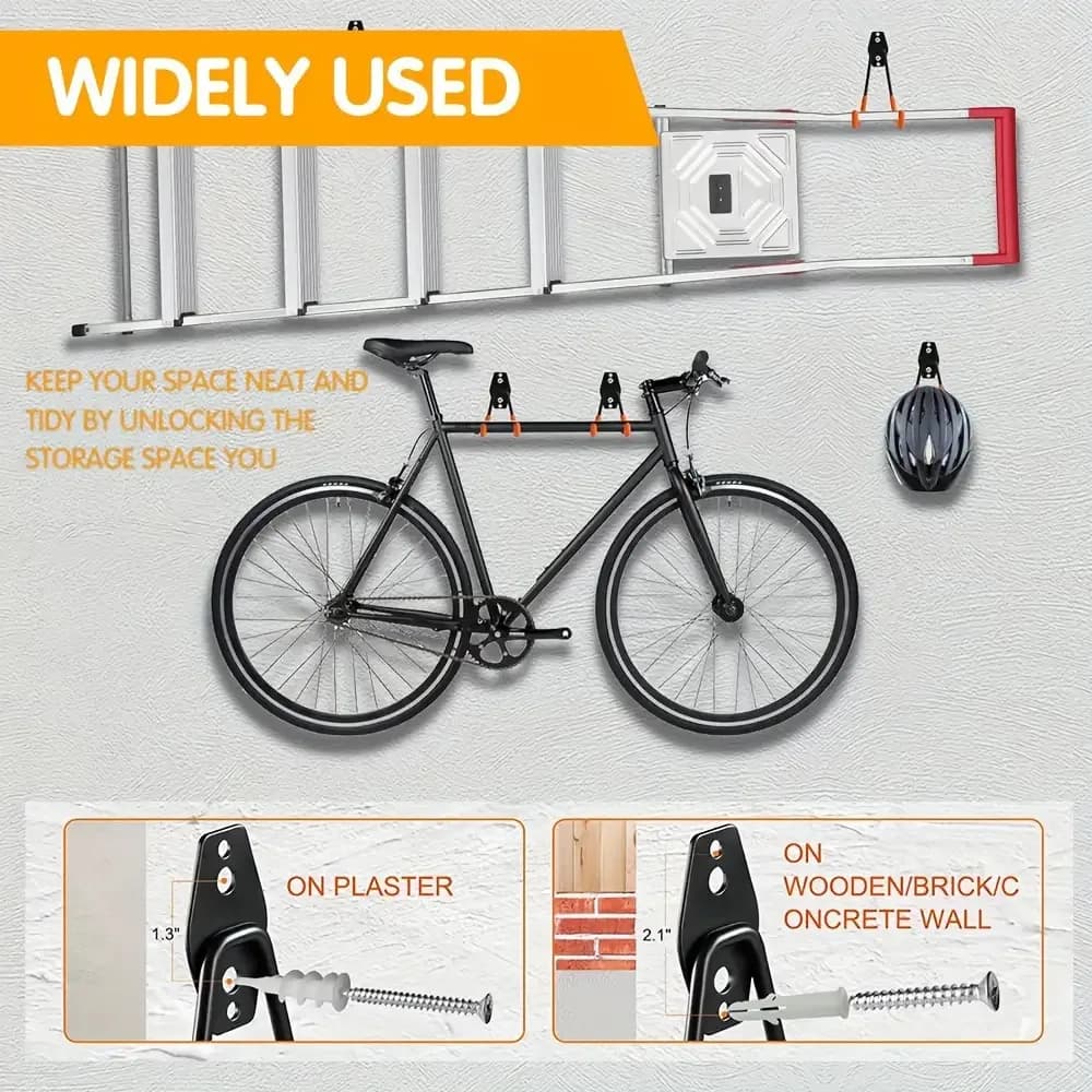 1/2/3Pcs Heavy Duty Metal Tool Hooks Wall Mount Garage Storage Organizer Space Saving Industrial Hanger For Ladder Bicycle Tools