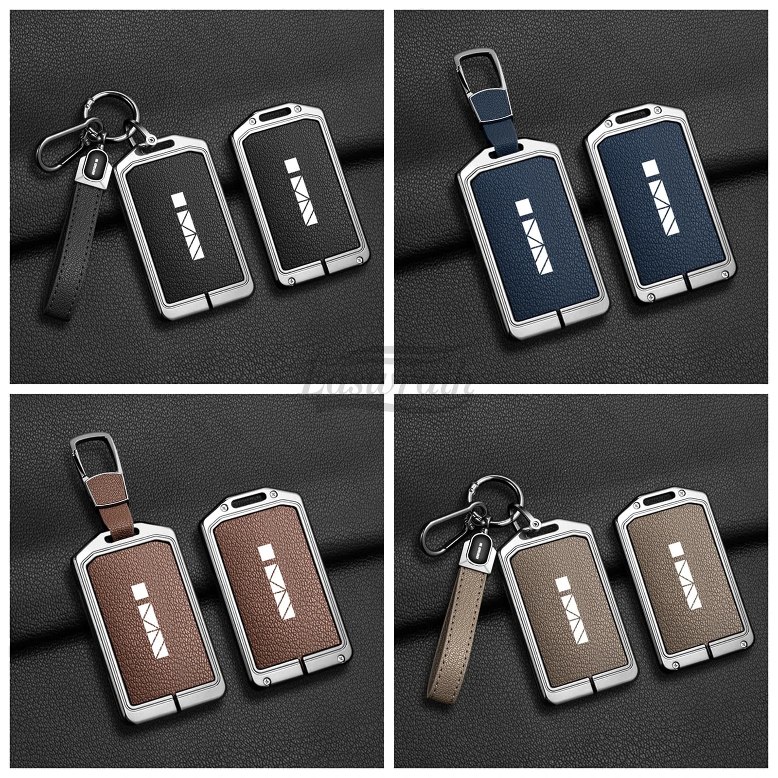 Car Accessories NFC Card Key Zinc Alloy Leather Key Cover Case Holder Chain For Chery Icar 03 ICAR V23 Interior Key Protection