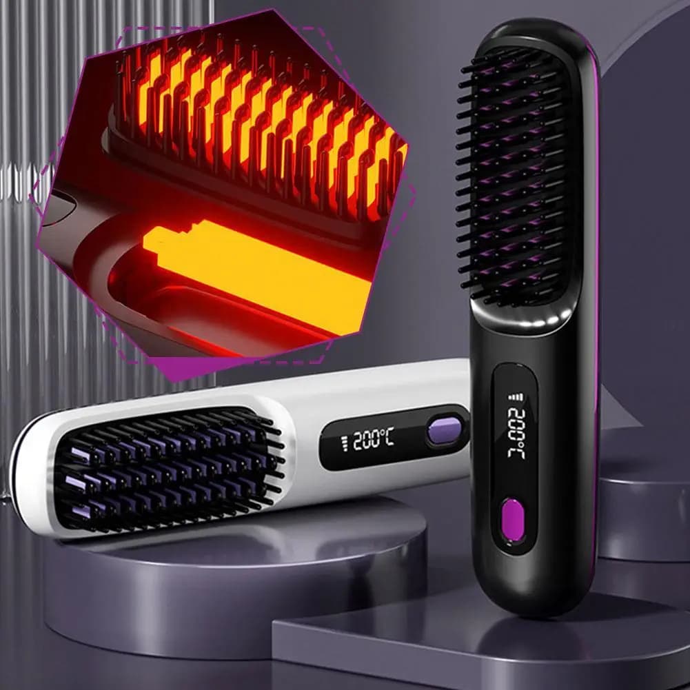 Electric LCD USB Heating Negative ions Smooth hair comb Wireless portable styling tool Pettine for rechargeable smooth