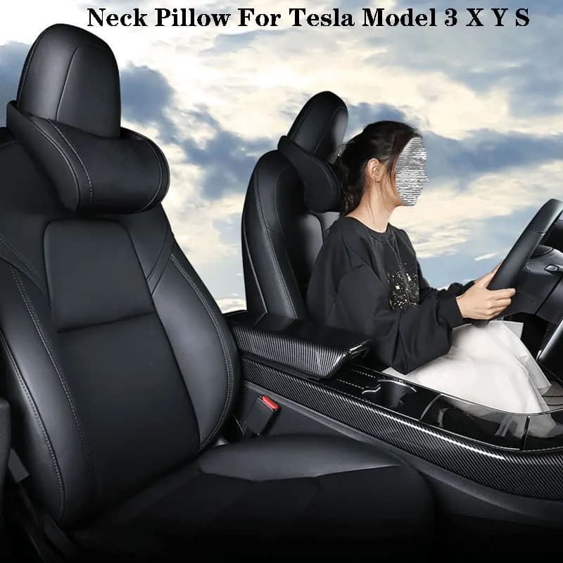 Testa in memory foam per Tesla Model 3 YXS Collo Poggiatesta Cuscino Auto Sedile Sedia Guida Viaggio su strada Riposo Dormire Sollievo dal dolore