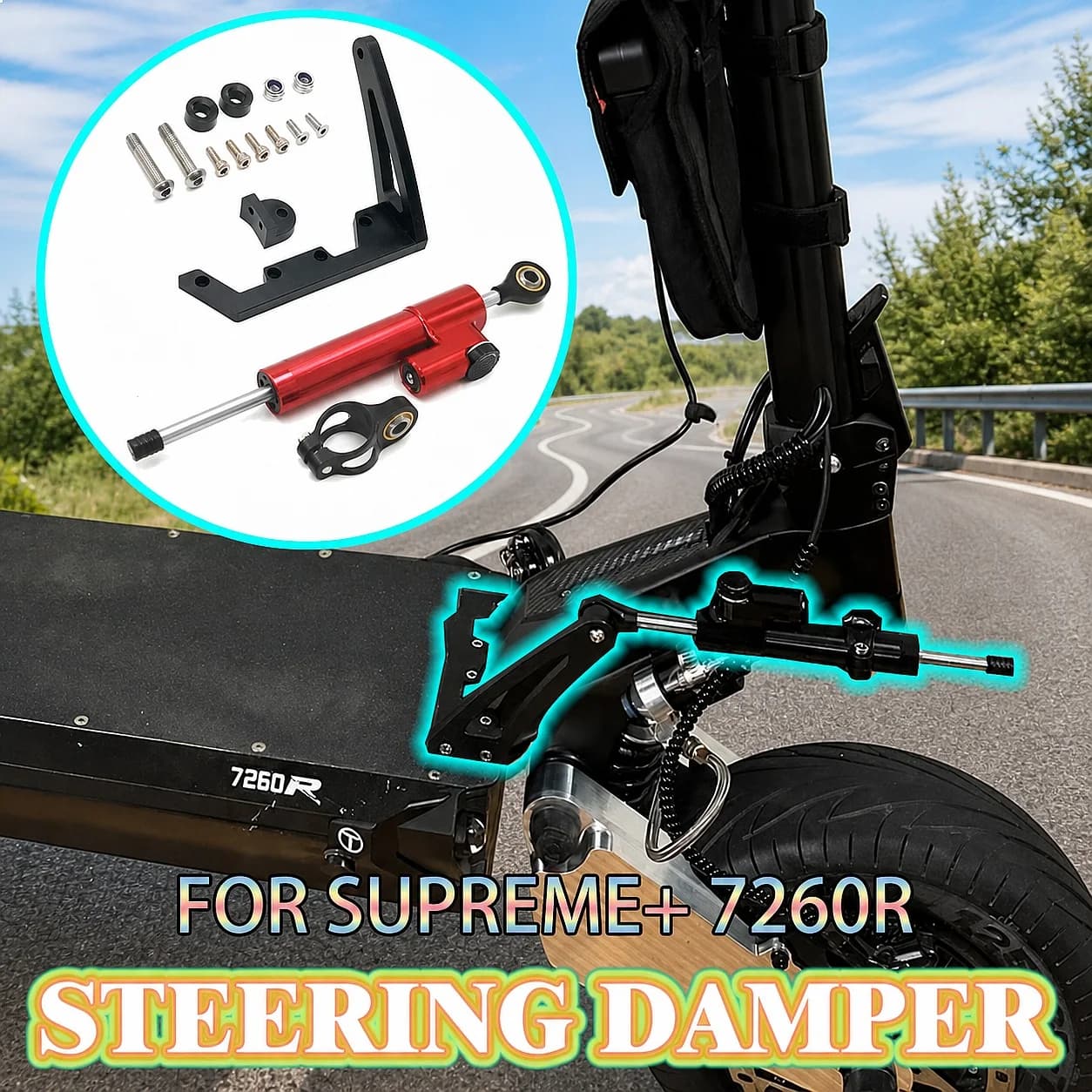 Upgrade TEVERUN Supreme+ 7260R Steering Damper V1 V2 Damping Bracket Electric Scooter Part