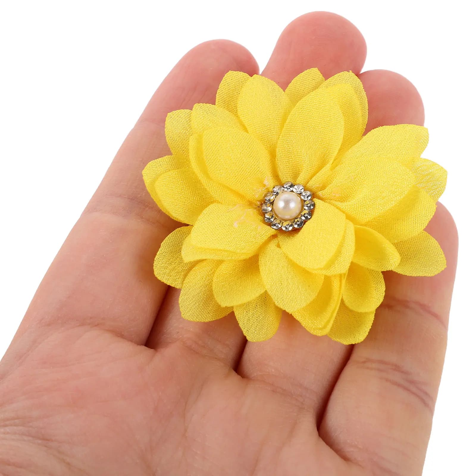 15 Pezzi Fiori per Collare Cane Gatto in Chiffon Morbido e Confortevole, Ciondoli Floreali con Strass e Perle Finte per Decorazioni Matrimoni e Feste