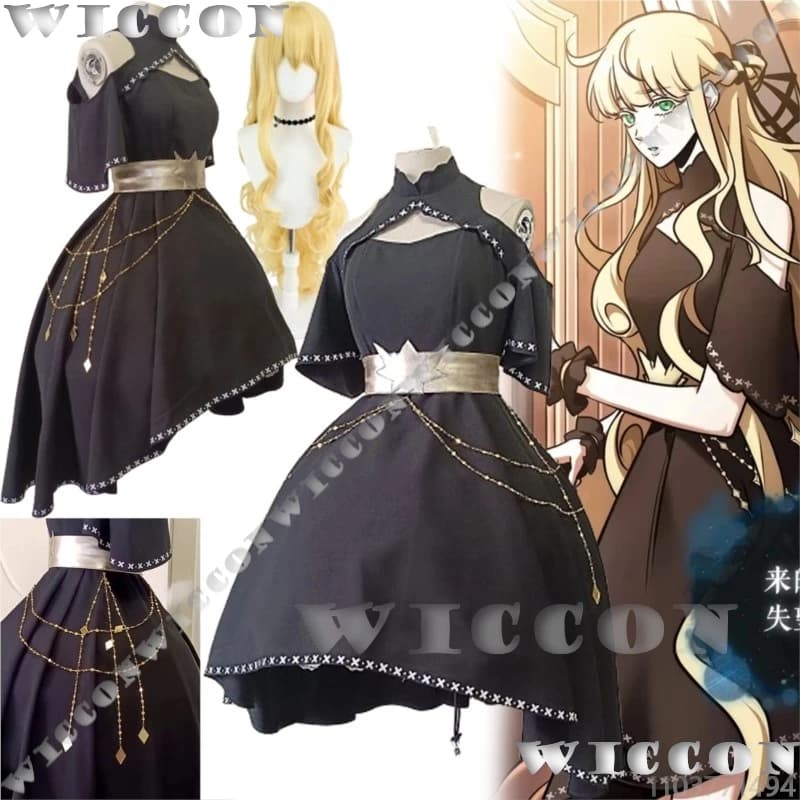 Uriel Reader Manga Omnisciente Cosplay Viewpoint Abito nero Lolita Catena dorata Parrucca bionda Prop Donna Vestito di carnevale di Halloween