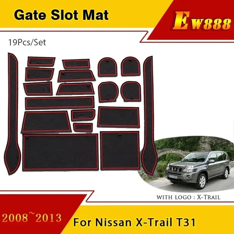 Door Groove Pad For Nissan X-Trail T31 2008~2013 2009 Phone Gate Slot Mats Anti-Slip Rubber Cup Cushion Car Styling Accessories