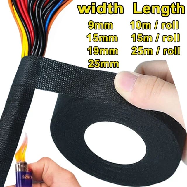 Electric Tape Fabric Tape for Car Wiring 9mm/15mm/19mm/25mm Adhesive Tapes Heat Resistant Cable Organizer for Auto Harness