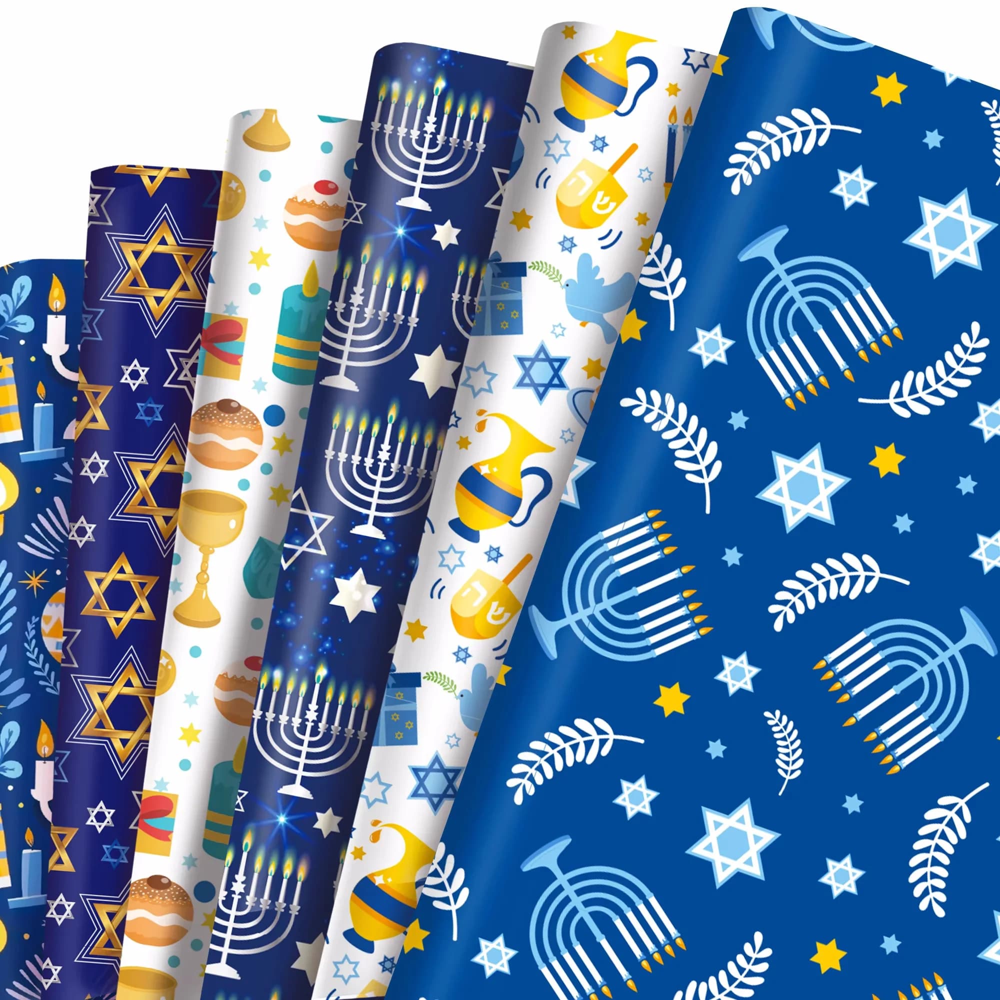 12 pz Hanukkah Esagramma Candeliere Modello Carta Da Regalo FAI DA TE Per Bambini Chanukah Partito Mestiere di Carta Regali Carta Da Imballaggio Decorativa