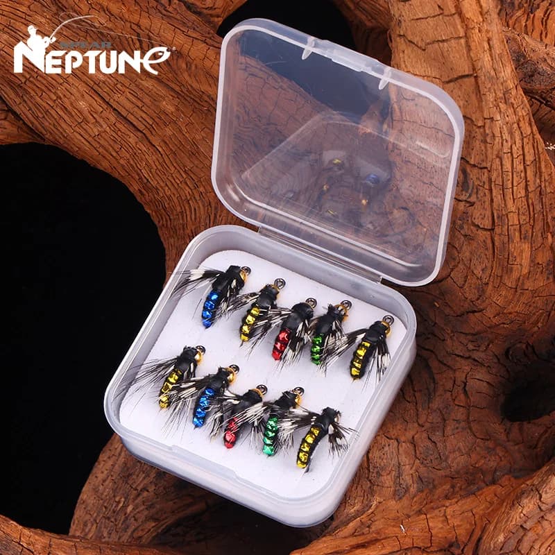 New 10 pcs Floating Baggage Fishing baits in Moscow Artificial insects Hook Zanzara Micro Moscow Mosque Esca Bass Trout Esca Esche Dealing with Box