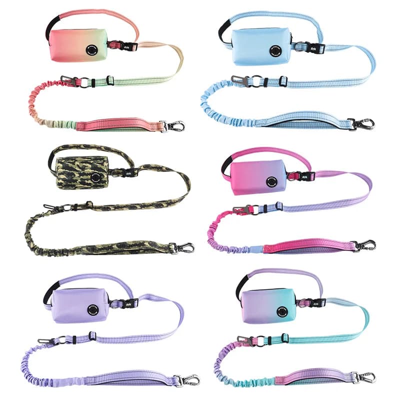 Guinzaglio per cani riflettente a mani libere con marsupio - Guinzaglio da addestramento per animali domestici anti-pull con cavo in nylon, guinzaglio per cani da compagnia senza tirare