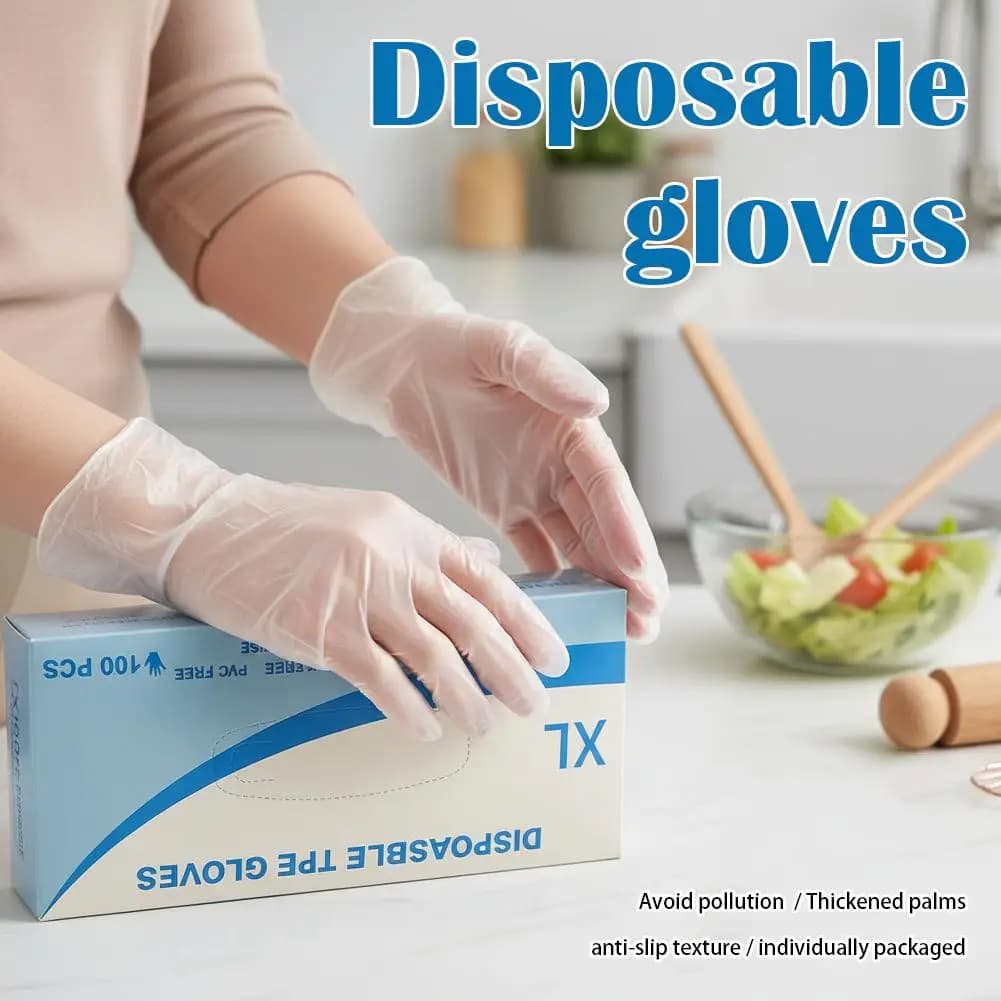 100pcs Disposable Gloves made of durable material easy to use Suitable for cleaning in the kitchen and bathroom