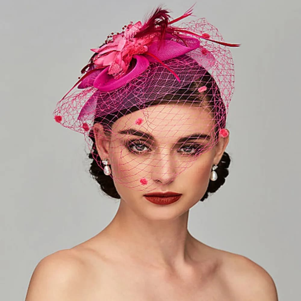 Party Multi Colors Mesh Yarn Hat Hairpin Bridal Headwear Fascinator Hairpin Hair Pins