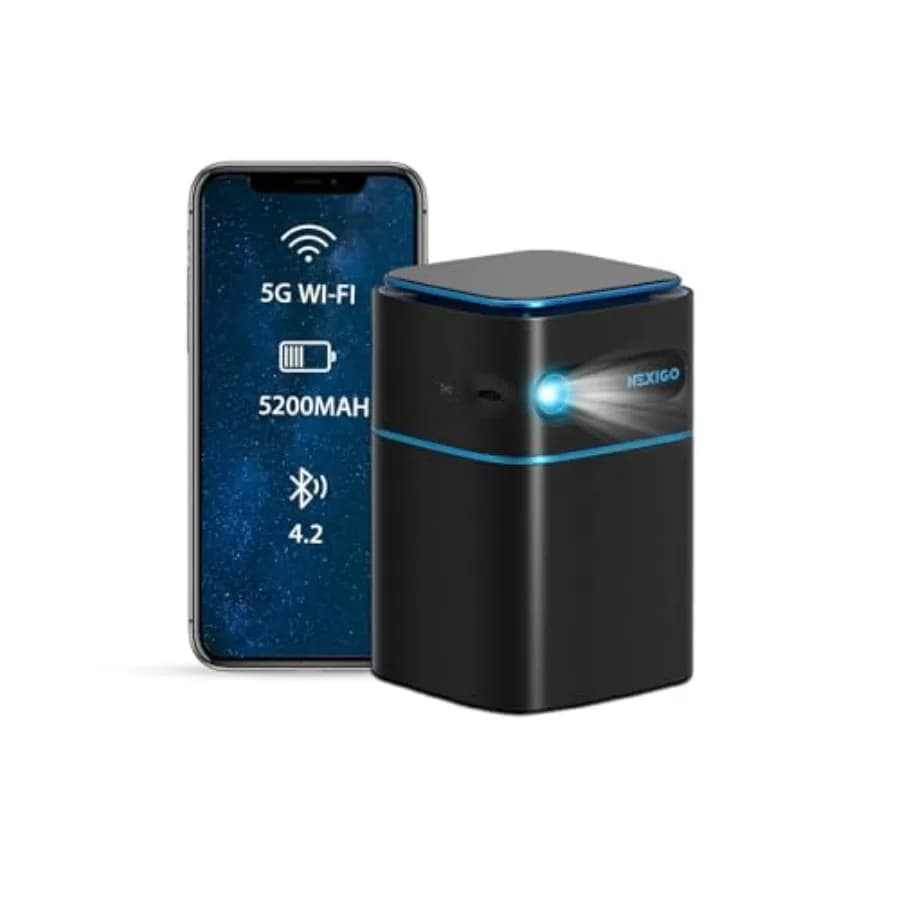 Proiettore Portatile Mini Smart WiFi NexiGo, Supporto 4K, Android 9.0 [100 ANSI - Oltre 3000 Lux], DLP Bluetooth, Proiettore Video Pico
