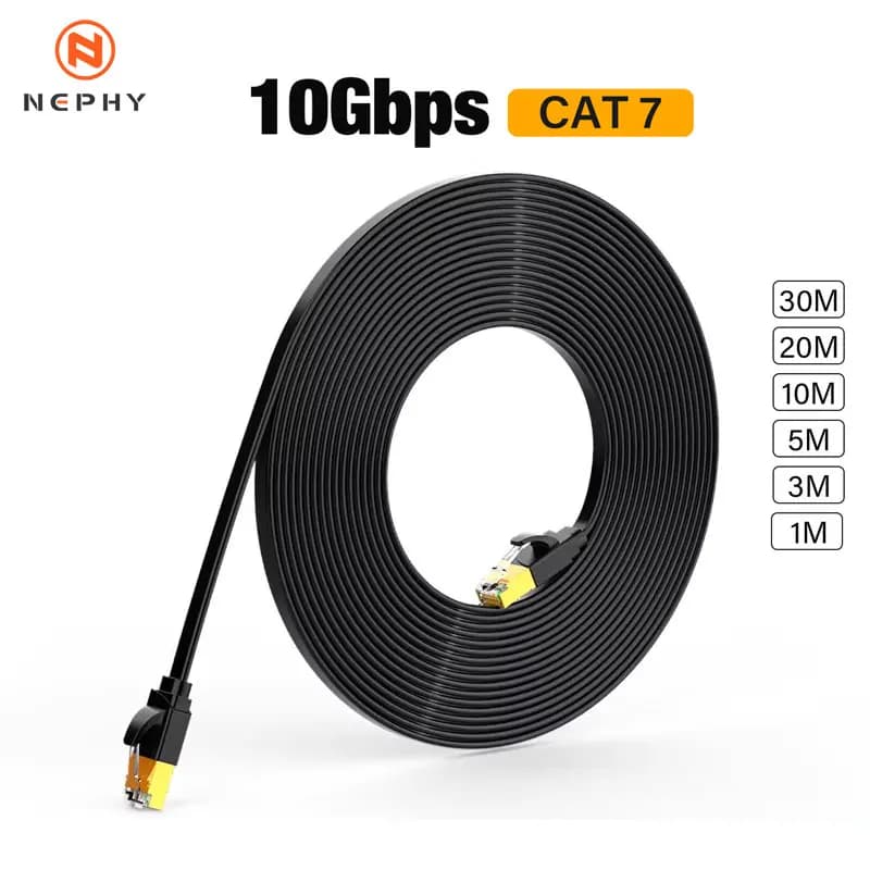 Cat 7 Ethernet Cable 10Gbps High Speed Flat Cable Network Lan Cord RJ45 for Laptop Router PC PS5 Switch Modem Xbox 10m 20m 30m