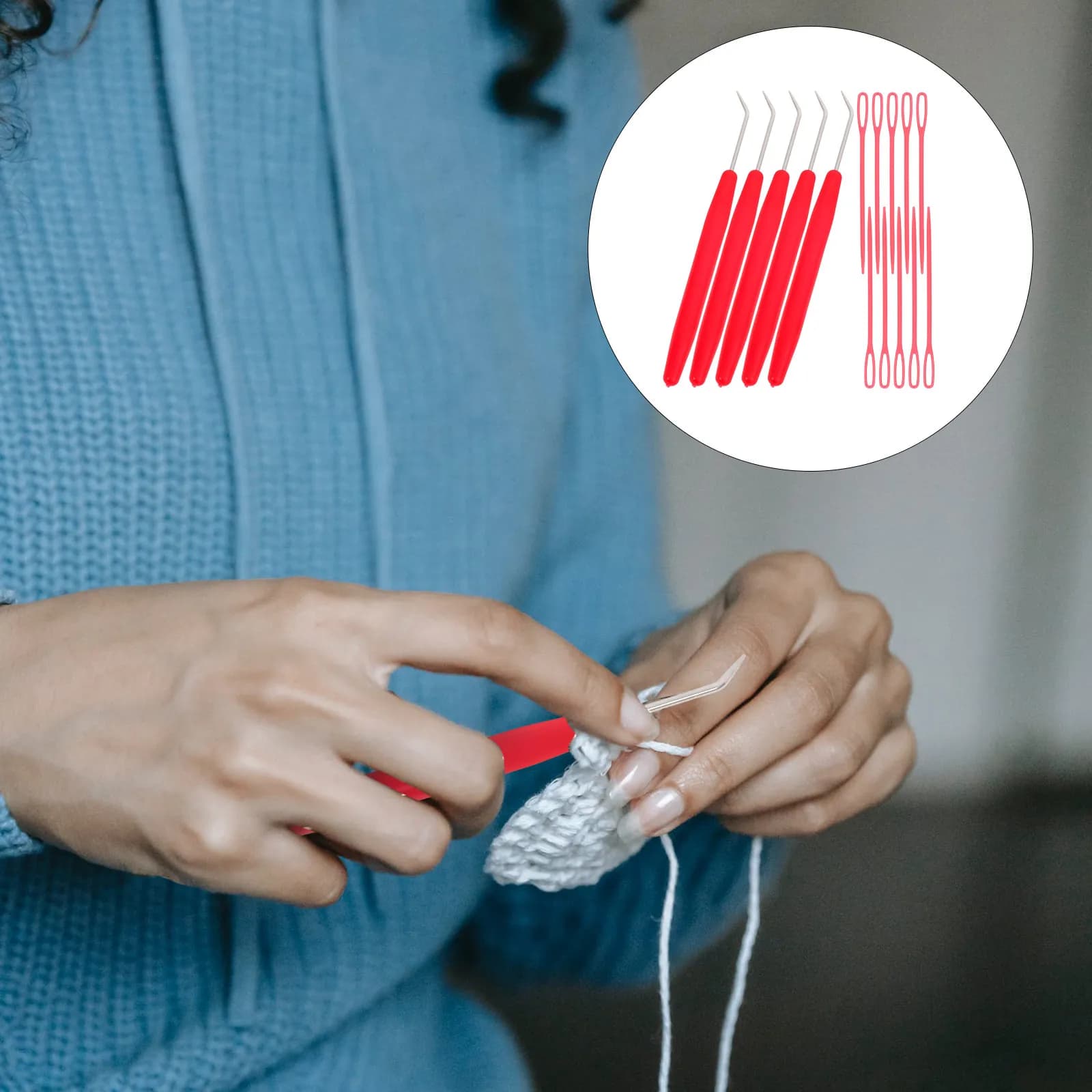 15Pcs Crochet Set Lightweight Sharp Hook Tips Ergonomic Plastic Handles for Scarf Hat Gloves Sweater Crafting