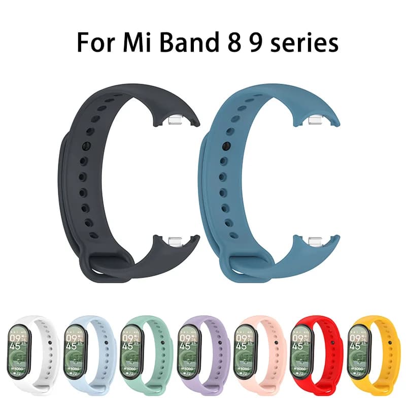 Cinturino in silicone per Xiaomi Mi Band 9 8 cinturino NFC Sport cinturino in gomma con tappo in metallo per accessori Xiaomi Smart Band 8
