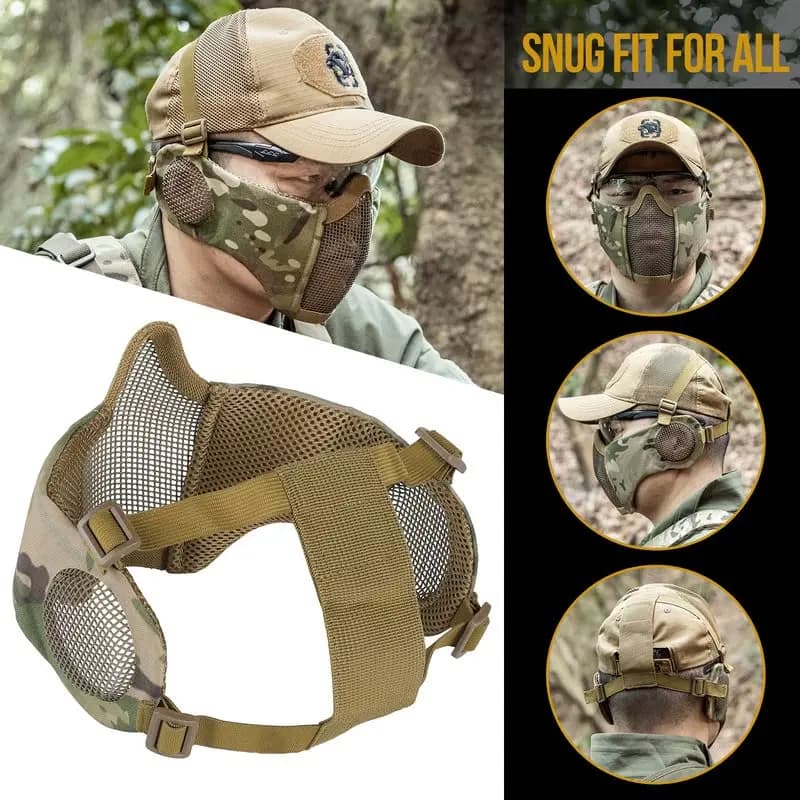 Maschera Pieghevole OneTigris da 6 Pollici con Protezione per le Orecchie, Maschera Protettiva Tattica Militare per il Viso Inferiore