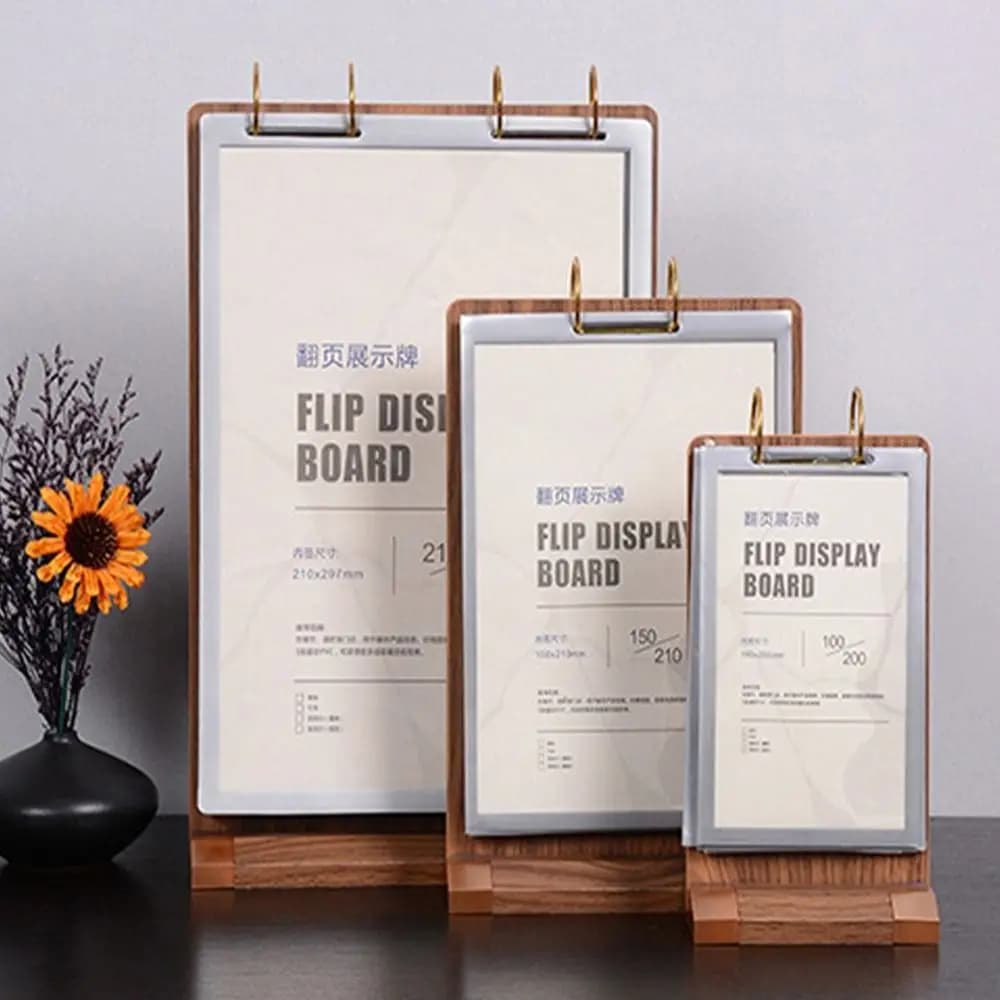 Wooden Desktop Display Stand T-Shaped Dual-Sided Visibility Menu Binder a4/A5/A6 Convenient Dining Table Card Holder