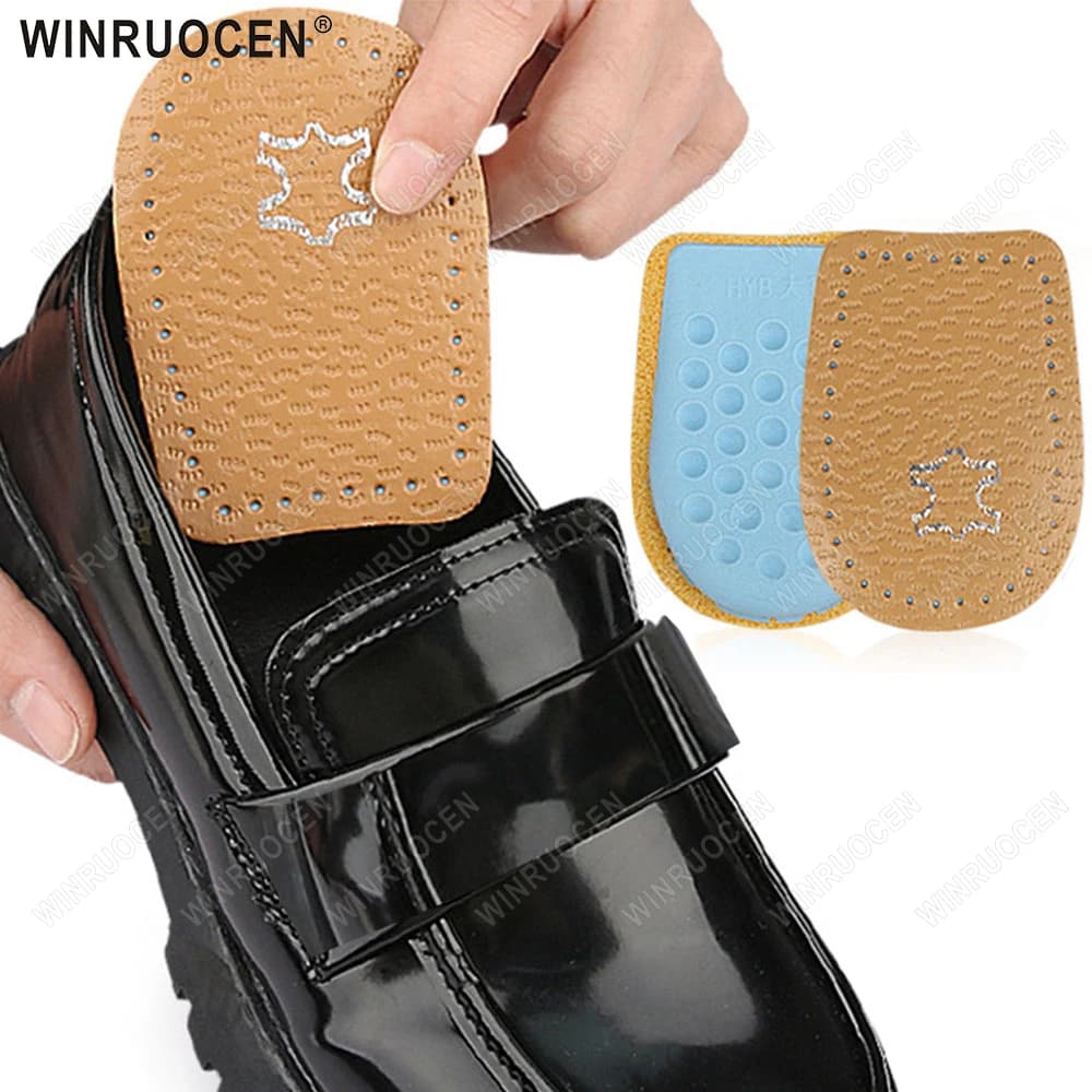 Solette per tallone in pelle di lattice Cuscinetti per piedi ammortizzanti ispessiti Cuscino morbido Scarpe Inserti per la cura Supporto per tallone Solette di mezza dimensione
