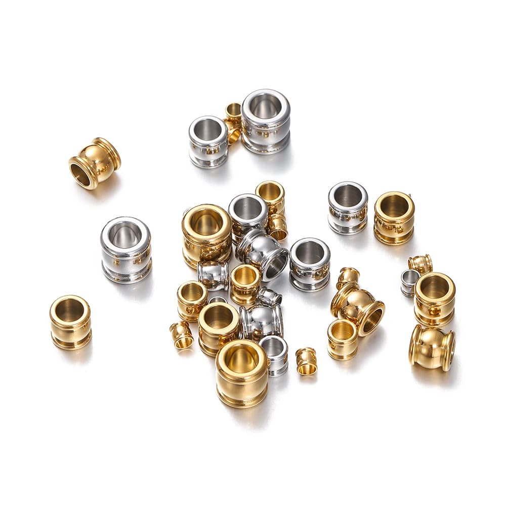 10Pcs Stainless Steel Big Holes Spacer Beads 4-10mm Charm Loose Bead for Jewelry Making DIY Bracelets Necklace Jewelry Making