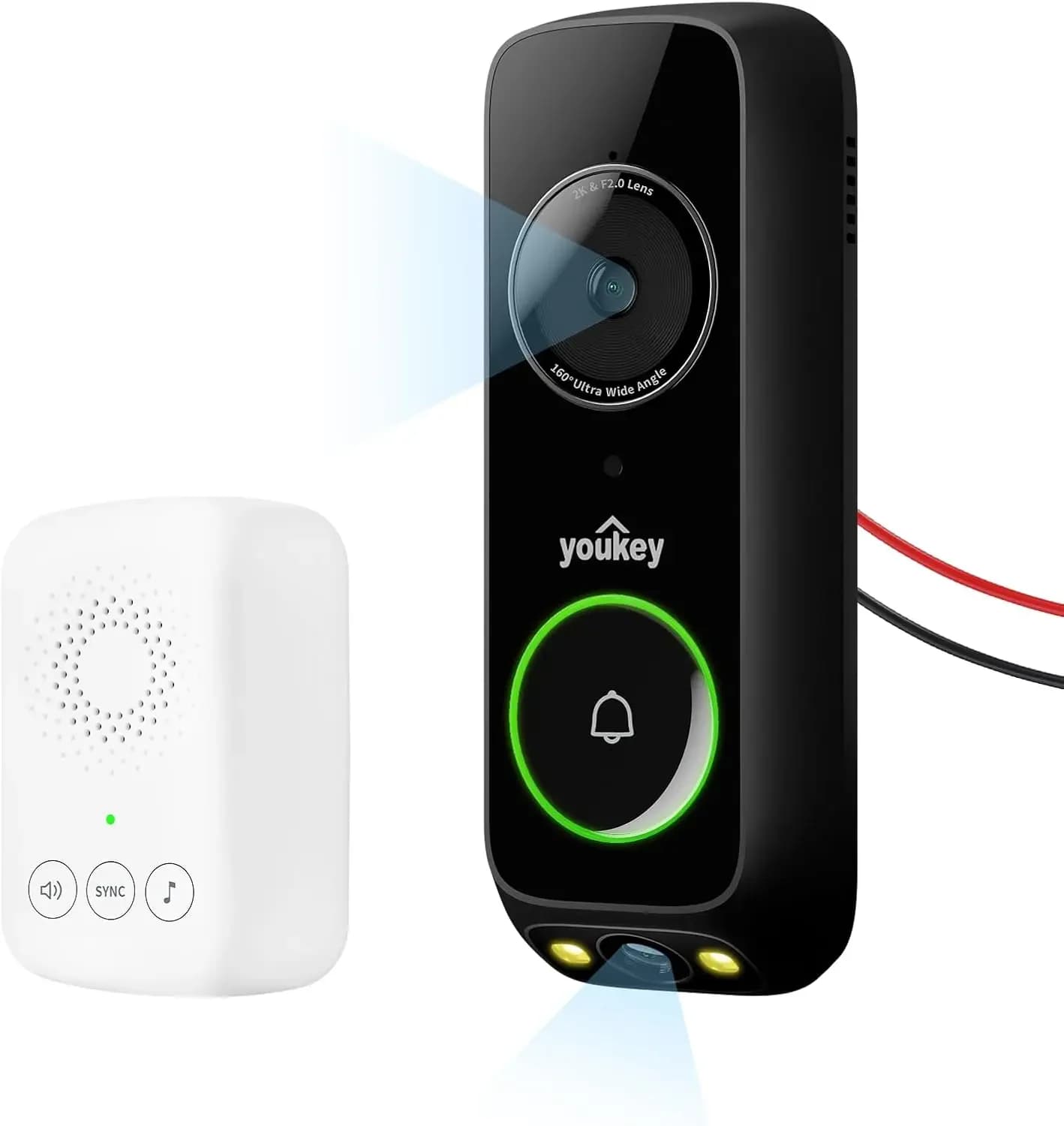 Wired Doorbell Camera With Chime No Monthly Fee 2K Video Head To Toe Package Detection 24 5GHz WiFi 6 Built In 8GB Storage Two W