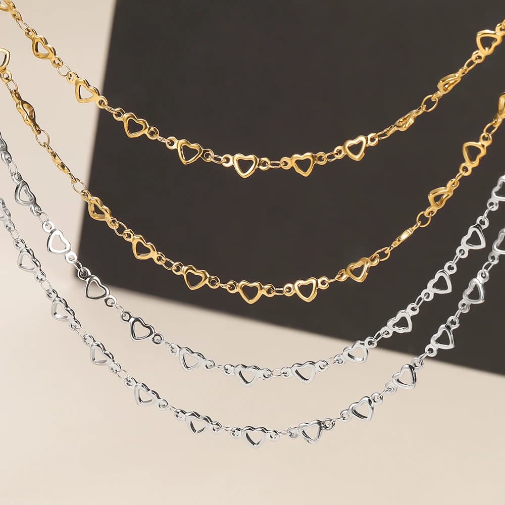 1 meter stainless steel cord fishing heart chains, bracelet material, necklace, anklet, DIY jewelry creation accessories