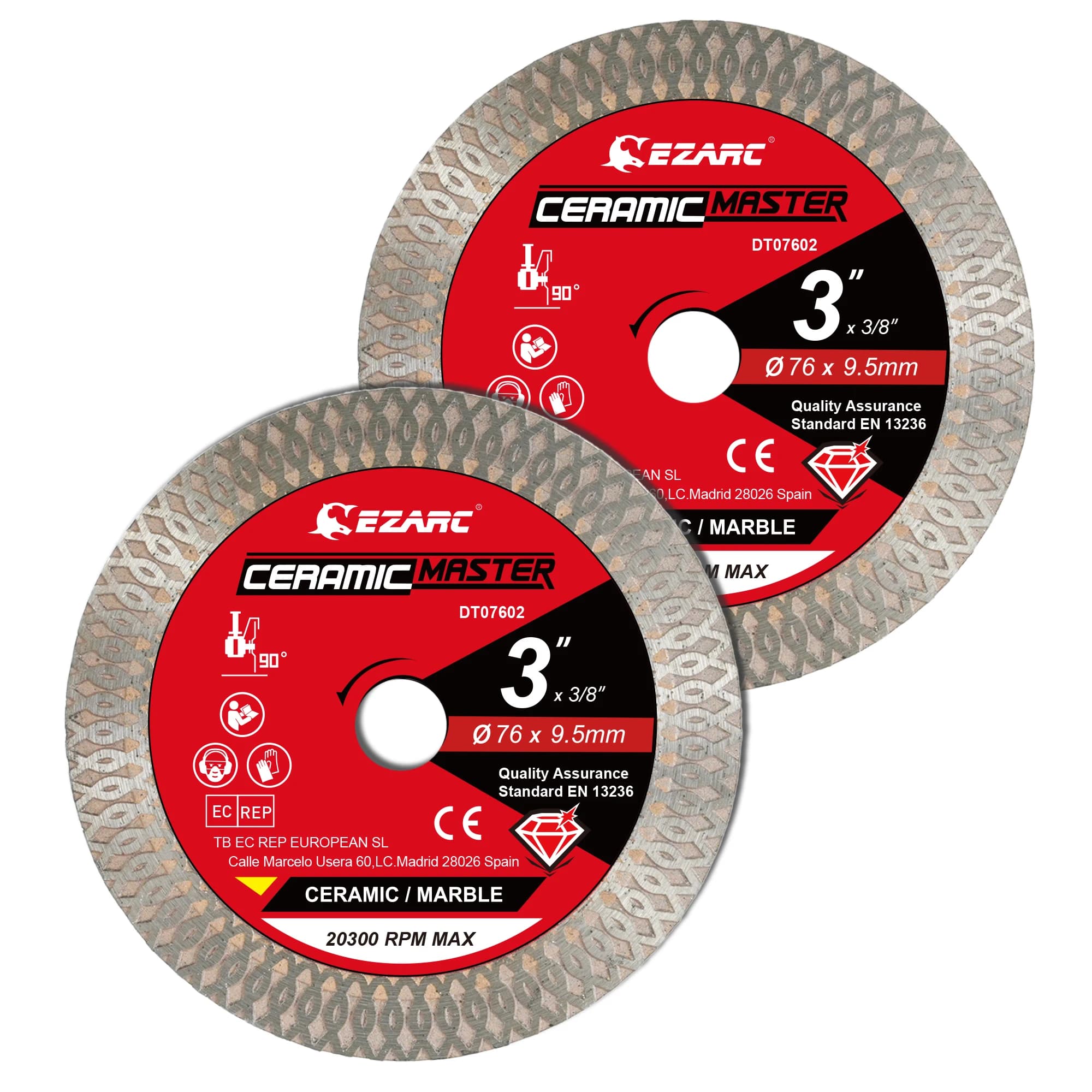 EZARC 3" Super Thin Diamond Blade Diamond Saw Blades for Angle Grinder Tile Blade Smooth Cutting Porcelain Ceramic Marble