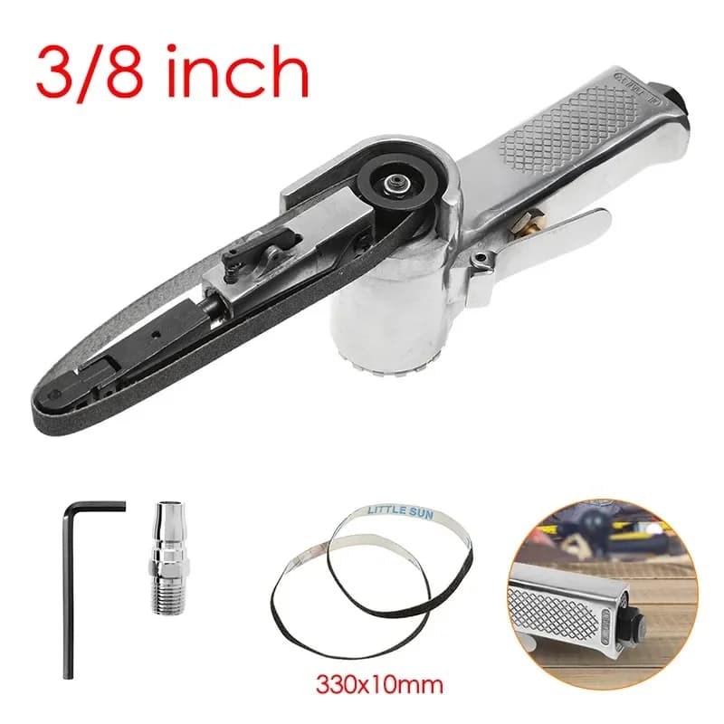 3/8" Air Belt Sander Air Angle Grinder Grinding Machine with Sanding Belts 330x10mm for Air Compressor Sanding Pneumatic Tool