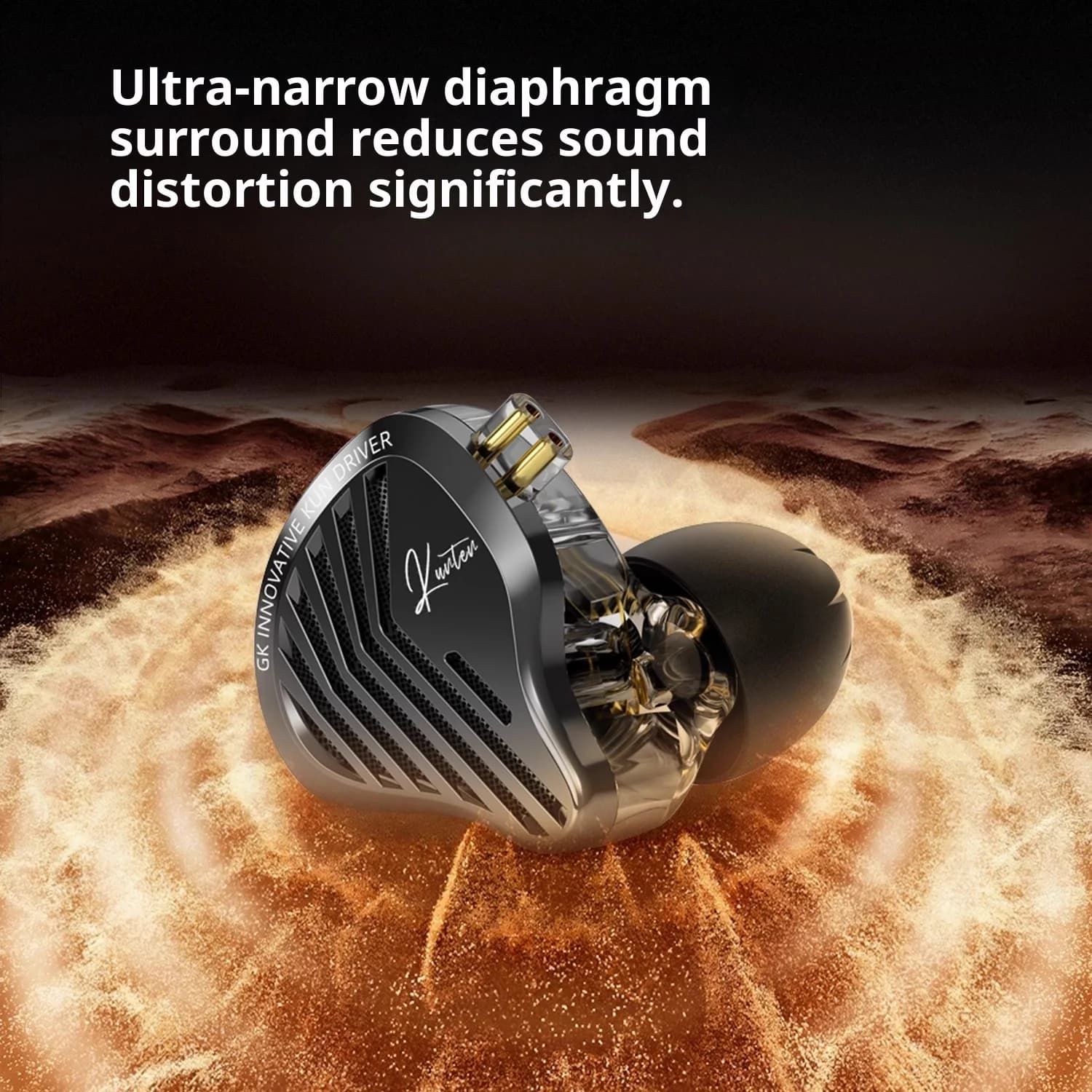 Cuffie Gk Kunten Dynamic Drive Hi-Fi con bassi potenti, auricolari in metallo con cavo staccabile, cuffie sportive da gaming, idea regalo