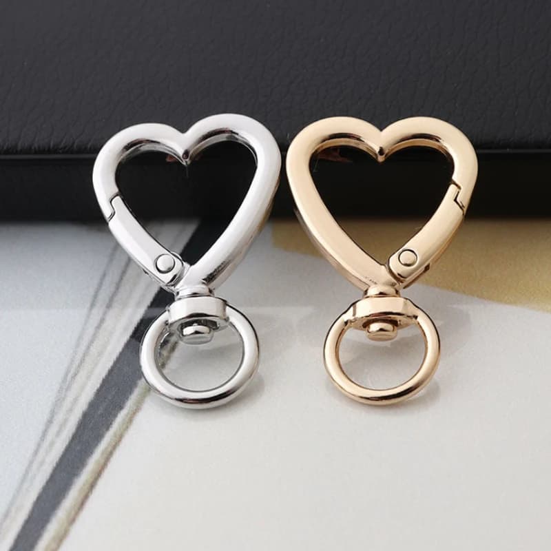 10 Pezzi Anelli a Molla a Cuore Apribili per Portachiavi, Cinghie in Pelle, Catene per Cani, Fibbie a Scatto, Clip a Grilletto, Accessori Fai da Te