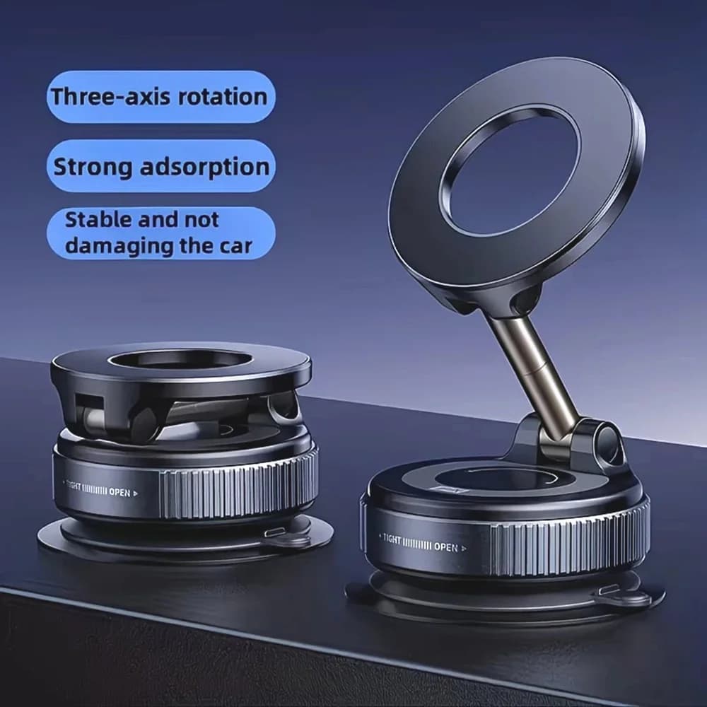 For MagSafe Magnetic Car Mobile Phone Holder 360° Rotation Vacuum Suction Cup Mount Universal Adjustment Foldable Stand Bracket