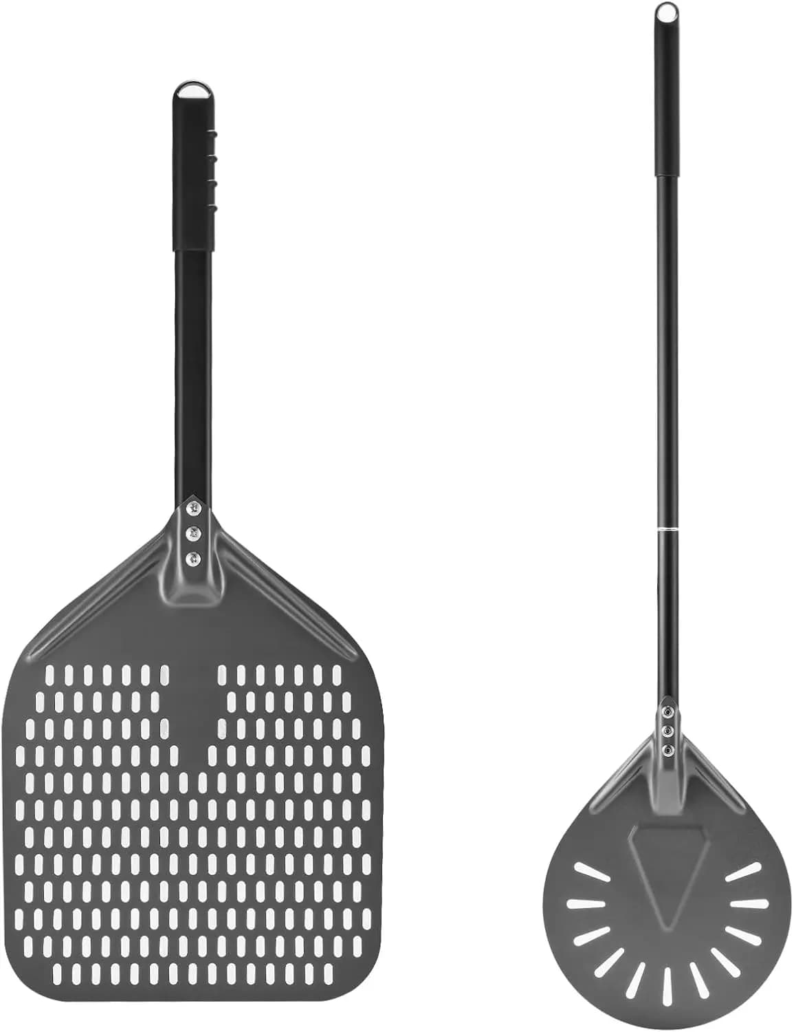 Set di Palette per Pizza Perforate da 12 e 8 Pollici con Manico in Metallo, Spatola per Accessori da Forno Fai-da-Te
