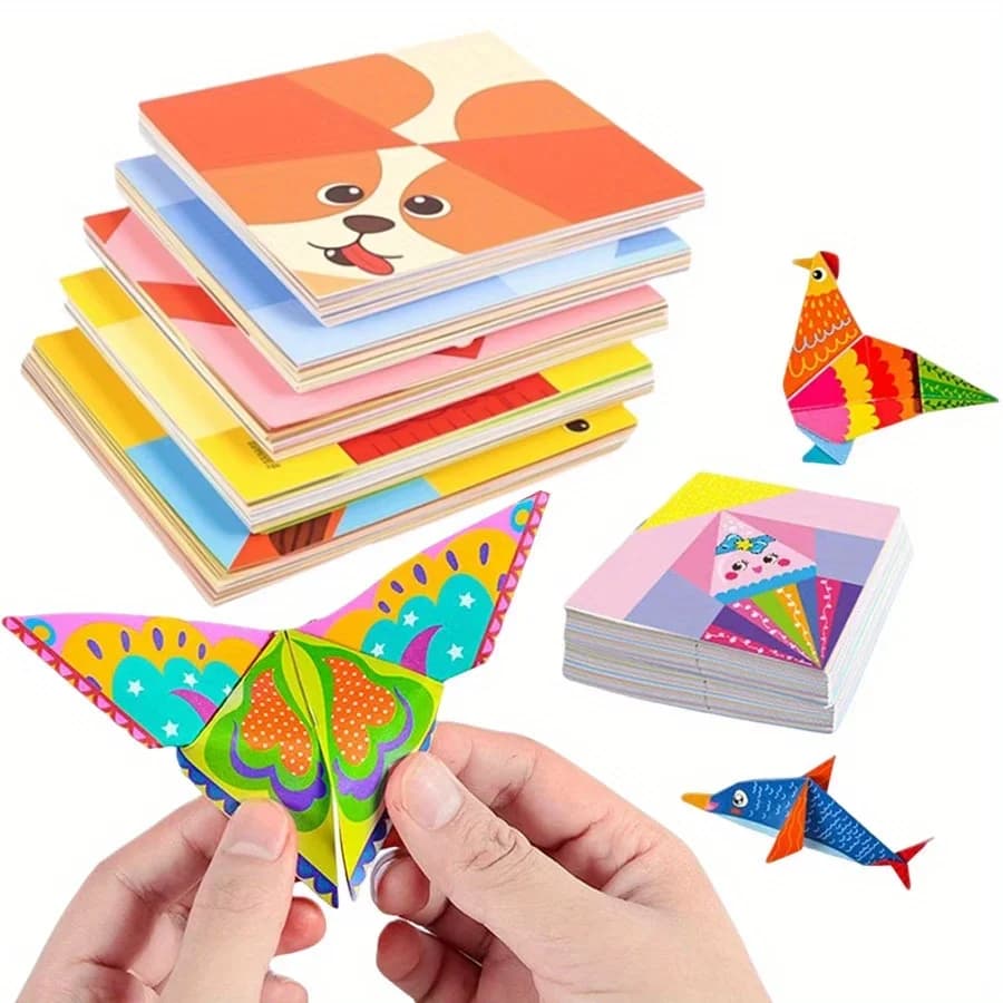 54/108 Sheets Animal Life Origami Kit for Beginners Creative Paper Projects Vibrant Paper Stress Relief Craft Gift Origami JXB
