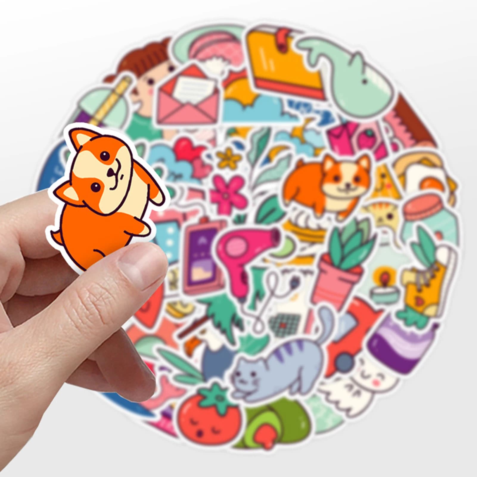 Adesivi Cartoon Girl 50 Pezzi Impermeabili in PVC per Decorazione Telefono e Laptop su Superfici Lisce