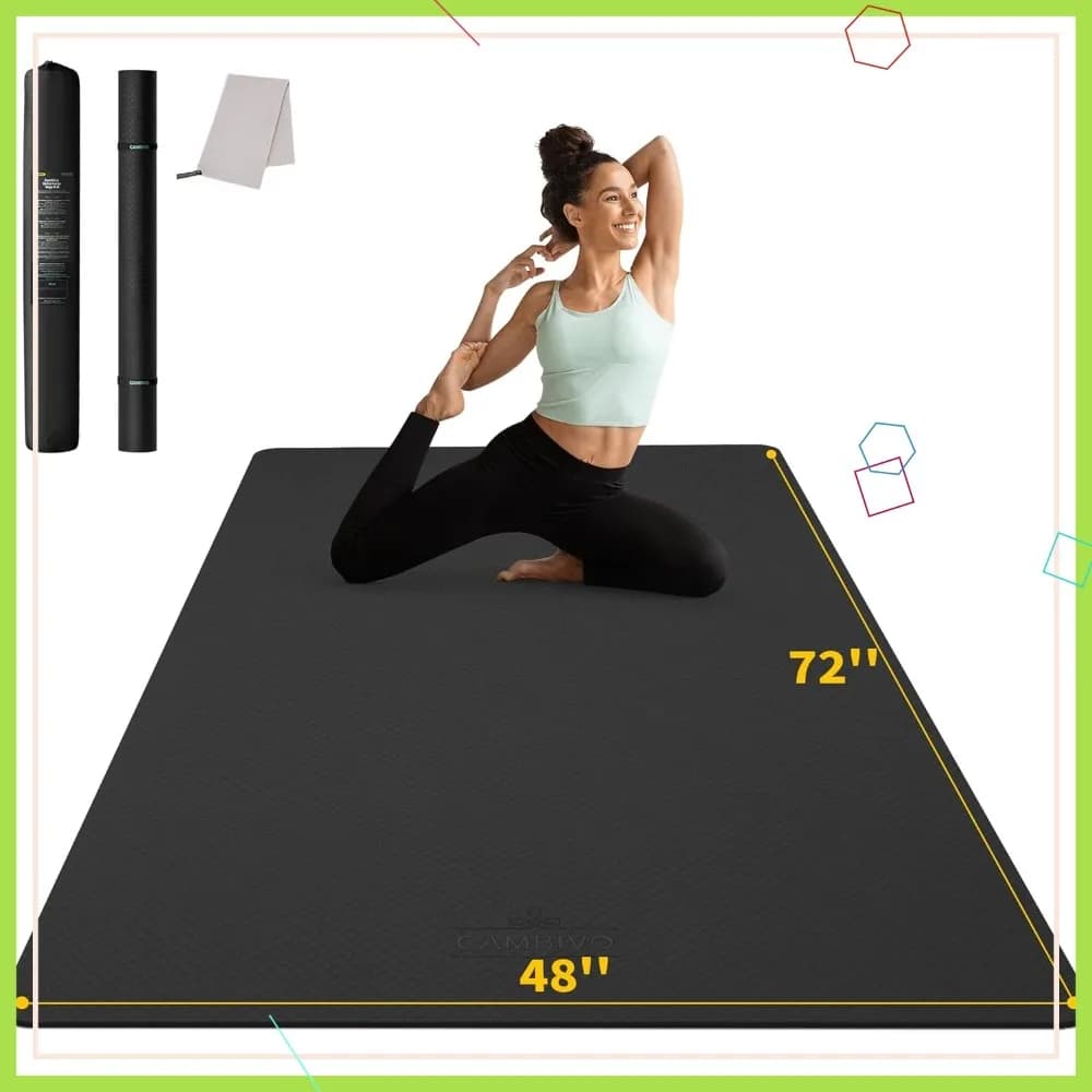 Tappetino Yoga Extra Spesso 72x48 Pollici per Pavimenti di Palestre Domestiche, 6mm 12mm in TPE Ammortizzante