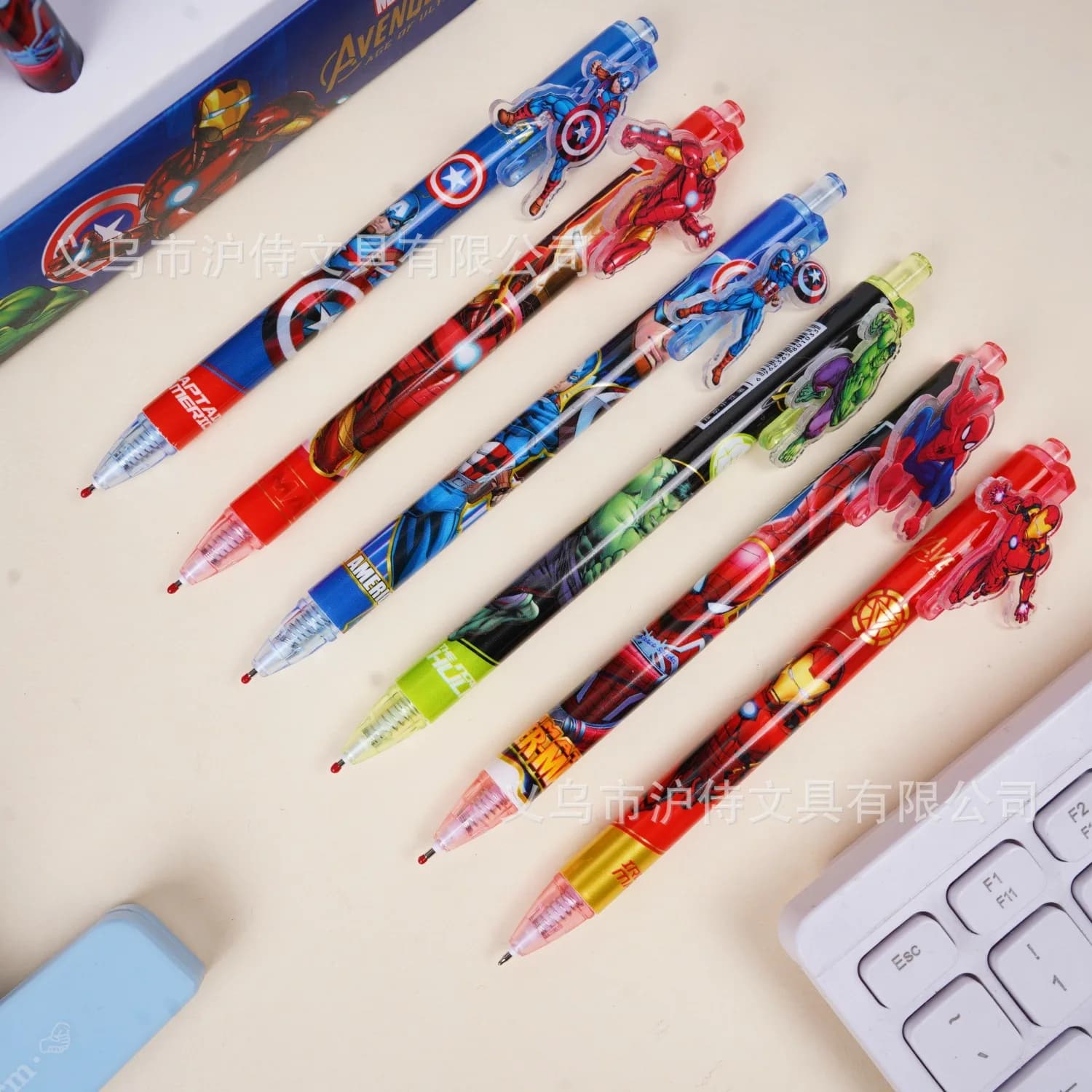 12/48pcs For Marvel Gel Pens Quick-Drying Pens, Student Writing Cartoon Ballpoint Pen Press Pen Markings School Stationery Gift