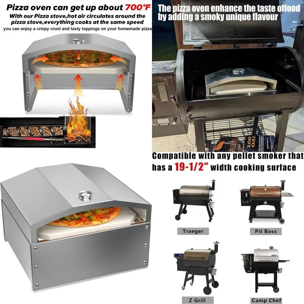 14 Attacco per griglia a pellet in pietra per pizza: compatibile con Traeger, Pit Boss, Camp Chef, Z Grill (19,5 superficie di cottura)