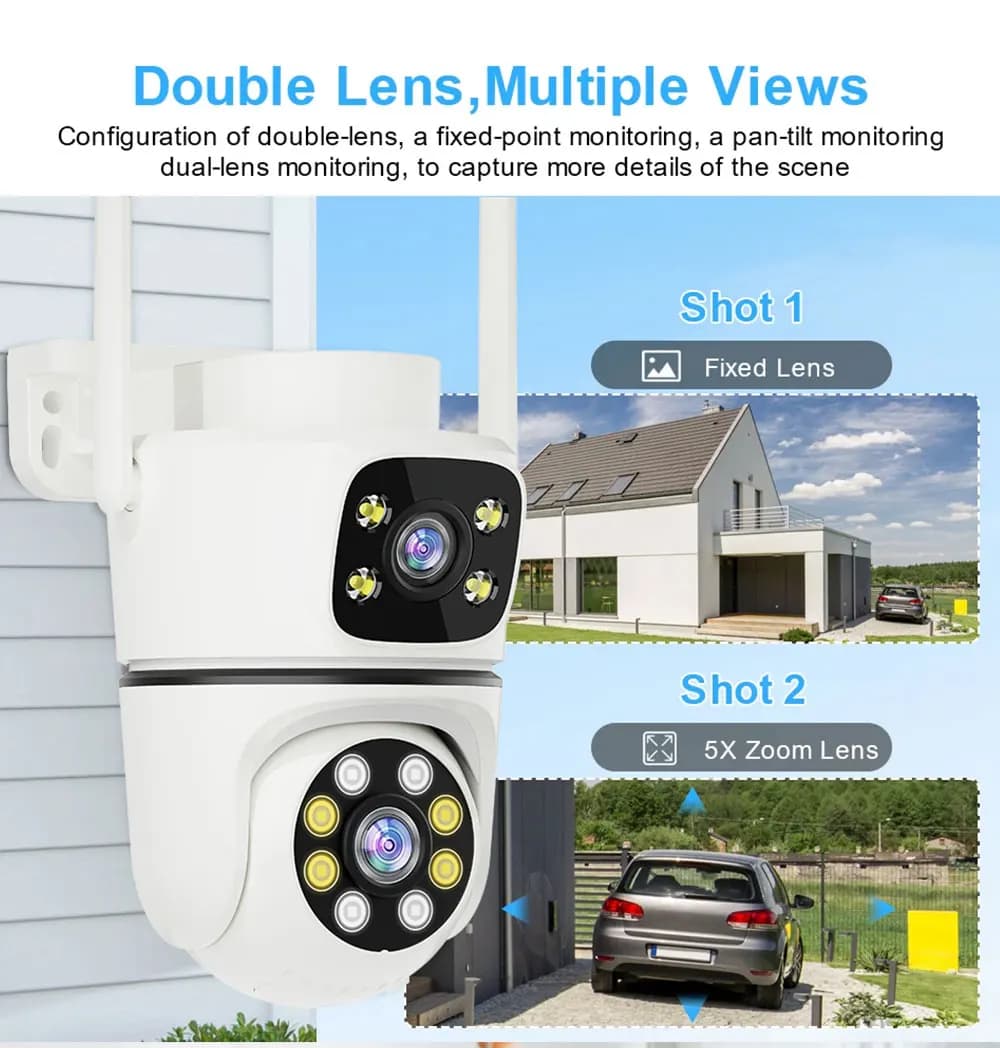 4MP UHD Yoosee APP Dual Lens Full Color Wireless PTZ IP Dome Camera AI Rilevazione umanoide Sicurezza domestica CCTV Baby Monitor