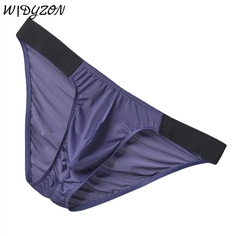 Slip Uomo in Seta Ghiaccio con Fascia Larga, Sexy, con Tasca a U e Retro Arricciato, Modello Bikini
