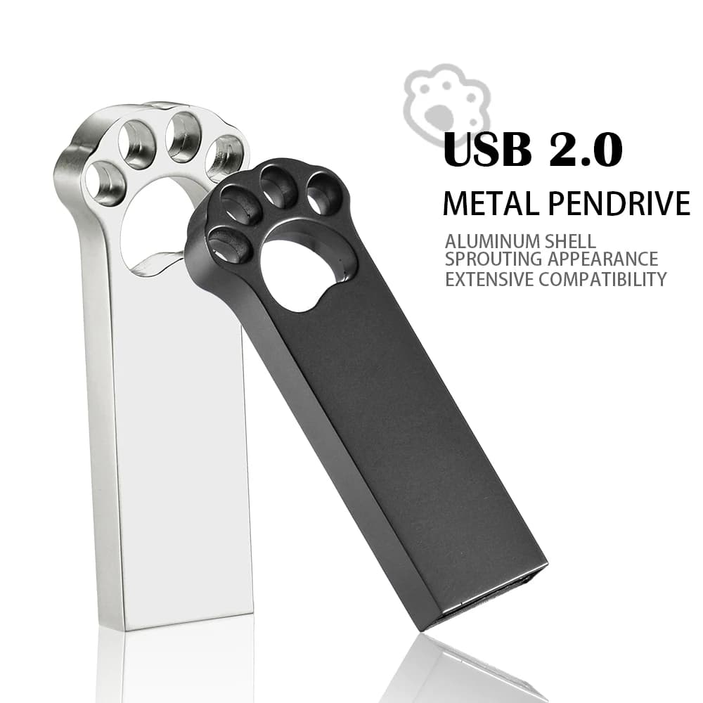 Chiavetta USB in metallo con zampa d'orso 128 GB Pen Drive con capacità reale 64 GB Argento Memory Stick all'ingrosso 32 GB Capacità reale Pendrive 16 GB