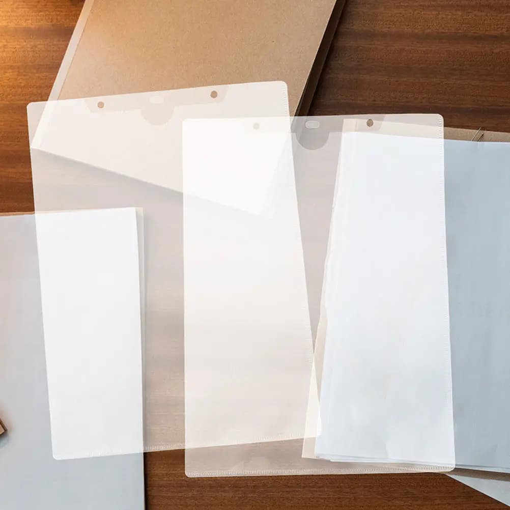 24Pcs Transparent Plastic File Folder for A4 Papers Hanging File Sleeve Document Protector Clear Paper Holder Office Supply
