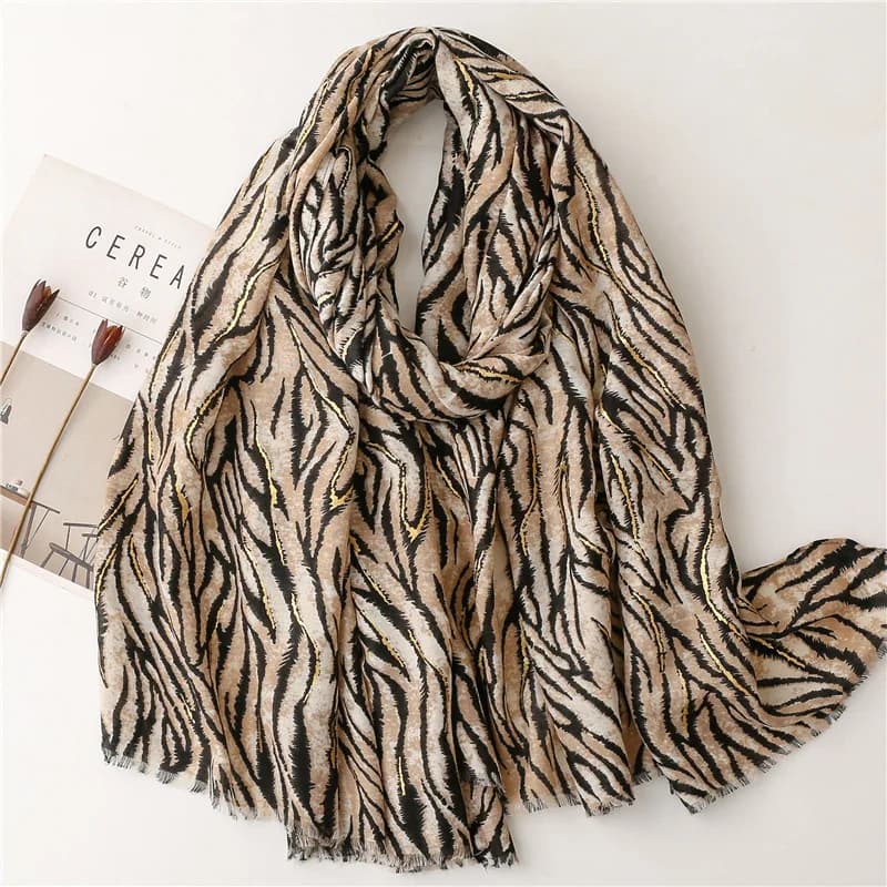 Sciarpa da donna Bohemia Stampa leopardata Hijab Scialli e involucri morbidi Tessale Foulard femminile Designer Pashmina Bandana Foulard