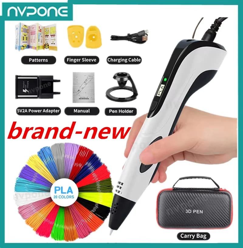3D pen New 3D Printing Pen for Kids Creative DIY Pens Birthday Gift for Kids with Portable Travel Case with Filament PLA