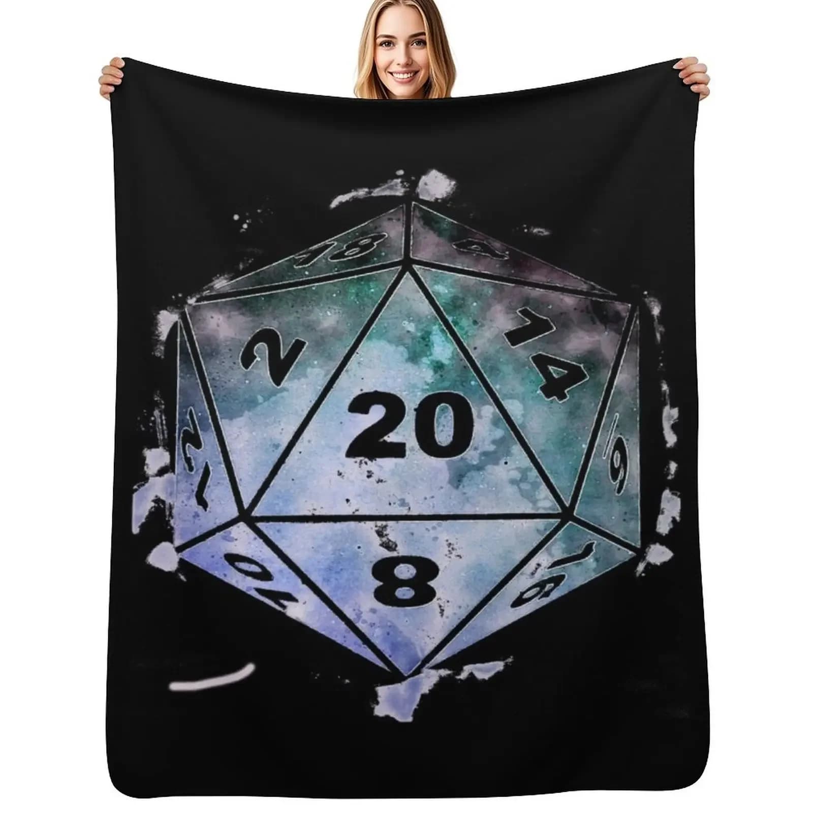 Galaxy Acquerello Dice D20 Galaxy Critical Roll Coperta da tiro Sacco a pelo Letti decorativi Coperta da tiro decorativa invernale calda