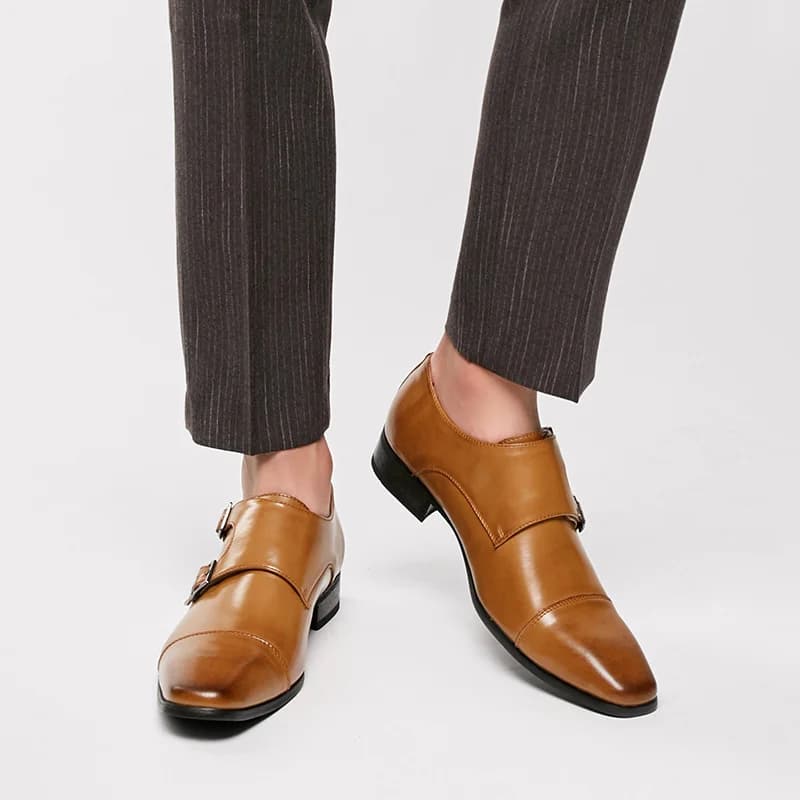 Scarpe eleganti da uomo in pelle mocassini 2022 nuove fibbie a doppio cinturino scarpe casual in pelle firmate per uomo scarpe da sposa formali da lavoro